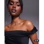 ASOS DESIGN structured twist bardot bodycon mini dress in black