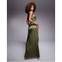 Never Fully Dressed Mimi lace cut-out slip maxi dress in olive