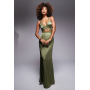 Never Fully Dressed Mimi lace cut-out slip maxi dress in olive