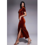 ASOS DESIGN velvet midi dress with fallen shoulder in rust