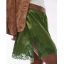 Women’s Topshop satin lace petticoat mid rise mini skirt in green