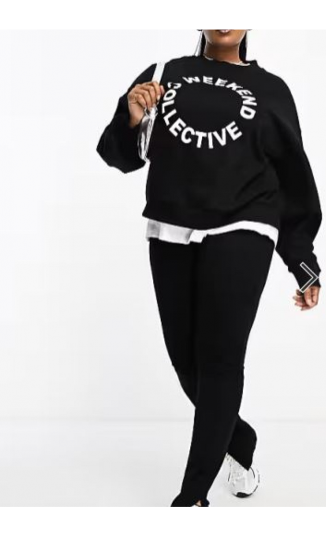 ASOS DESIGN Curve legging with side split in black