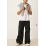 ASOS DESIGN poplin parachute trouser in black