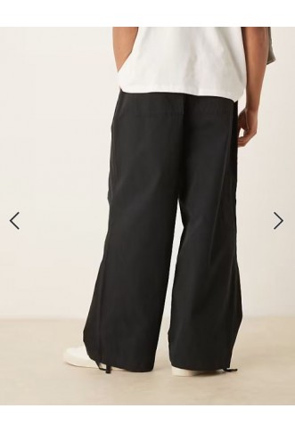 ASOS DESIGN poplin parachute trouser in black