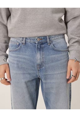 ASOS DESIGN tapered jeans in mid wash blue