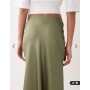 Vila satin maxi skirt in oil green