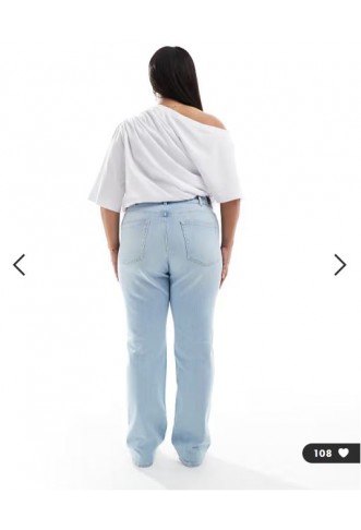 ONLY Curve wide leg jeans in light blue