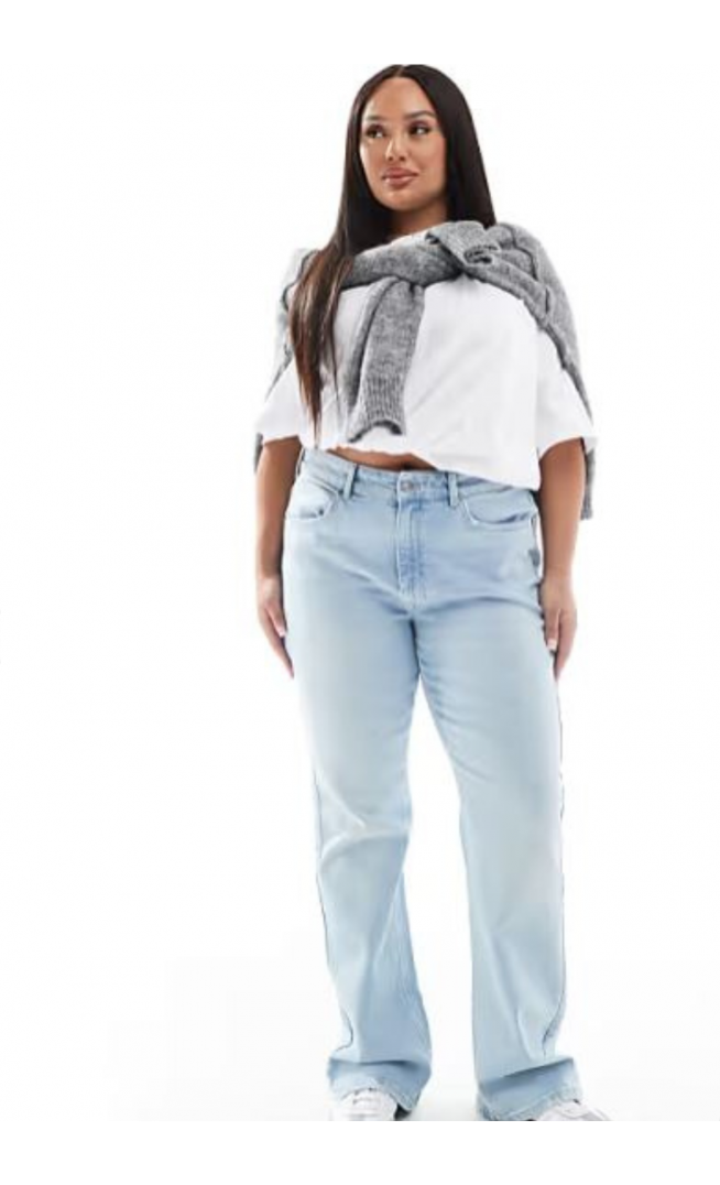 ONLY Curve wide leg jeans in light blue