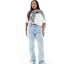 ONLY Curve wide leg jeans in light blue