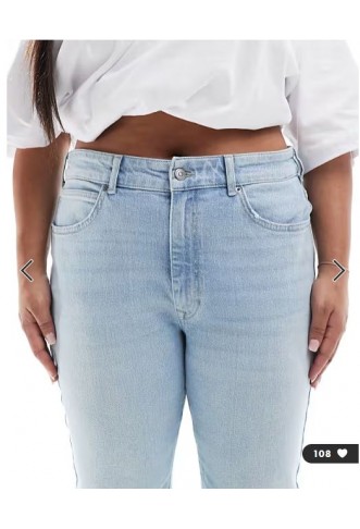 ONLY Curve wide leg jeans in light blue