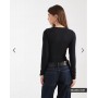 ASOS DESIGN cotton long sleeve bodysuit in black