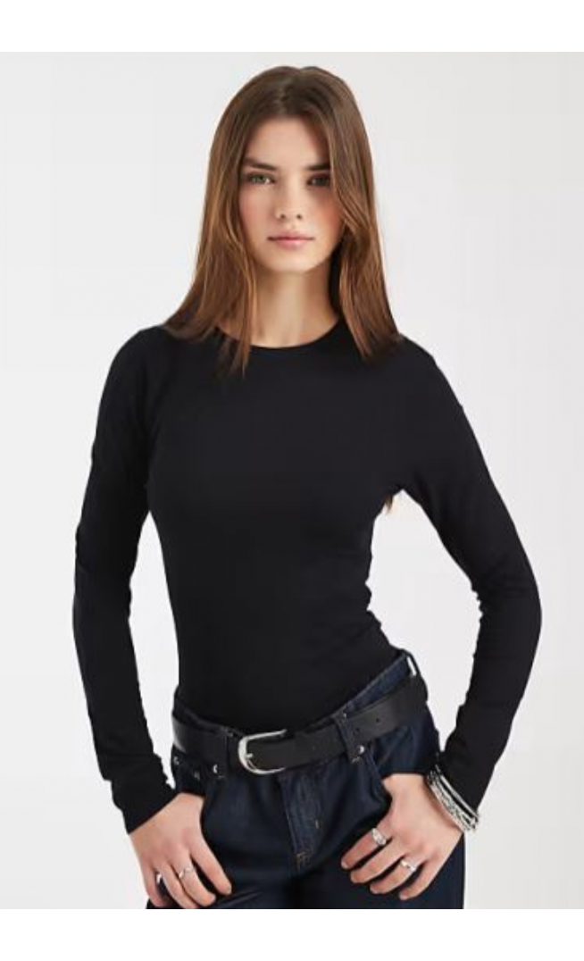 ASOS DESIGN cotton long sleeve bodysuit in black