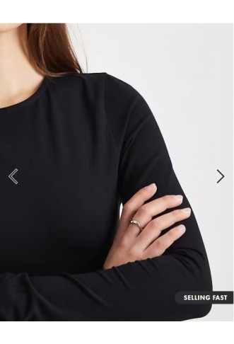 ASOS DESIGN cotton long sleeve bodysuit in black