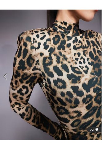 Ruched & Ready Eyes On You removable shoulder pad detail high neck long sleeve sculpting mini dress in leopard print