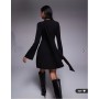 ASOS DESIGN flute sleeve mini dress with scarf detail in black