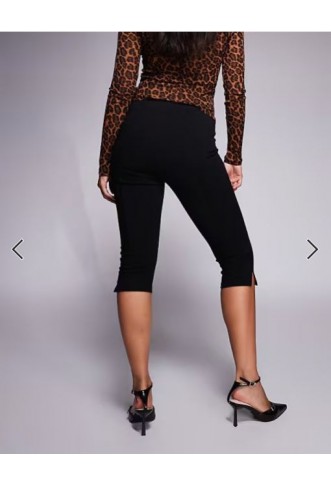 Brave Soul tailored capri pants with front seam in black