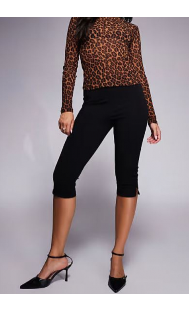 Brave Soul tailored capri pants with front seam in black