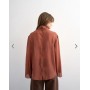 Topshop funnel neck backwards long sleeve shirt in rust