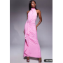 ASOS DESIGN sculpting jersey high neck drape ruffle maxi dress in rose