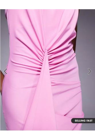 ASOS DESIGN sculpting jersey high neck drape ruffle maxi dress in rose