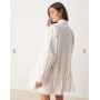 Miss Selfridge embroidered poplin shirt dress in white