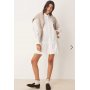 Miss Selfridge embroidered poplin shirt dress in white
