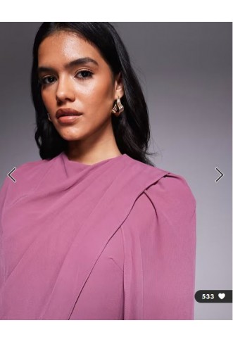 Beauut chiffon wrap cape detail maxi dress in pink