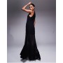 ASOS DESIGN dropped waist maxi dress witth full godet hem in black