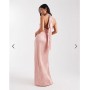 TFNC Petite Bridesmaid satin halter neck wrap skirt maxi dress in pink