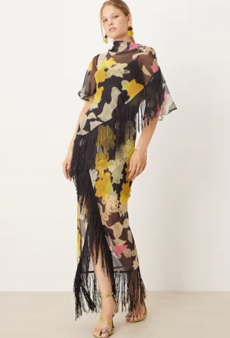 ASOS DESIGN chiffon fringe...