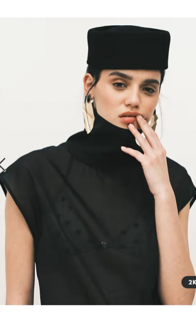 Topshop co-ord high neck grown on shoulder sheer organza top in black