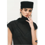 Topshop co-ord high neck grown on shoulder sheer organza top in black