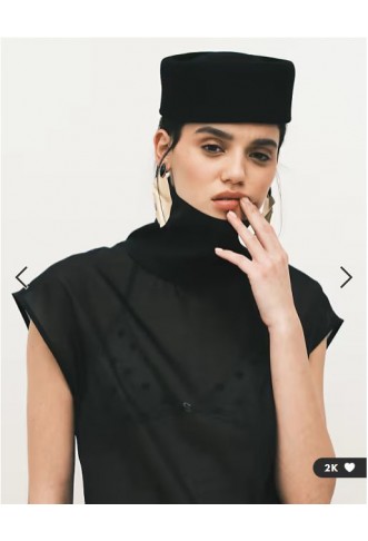 Topshop co-ord high neck grown on shoulder sheer organza top in black