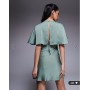 ASOS DESIGN cape flutter detail mini satin dress in mint