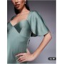 ASOS DESIGN cape flutter detail mini satin dress in mint
