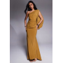 ASOS DESIGN Premium asymmetric one sleeve maxi dress with draped back in bronze