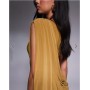 ASOS DESIGN Premium asymmetric one sleeve maxi dress with draped back in bronze