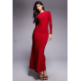 Kaiia exclusive double layered slinky cut out back detail long sleeve maxi dress in cherry red