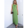 Topshop drape neck open back midi dress in green