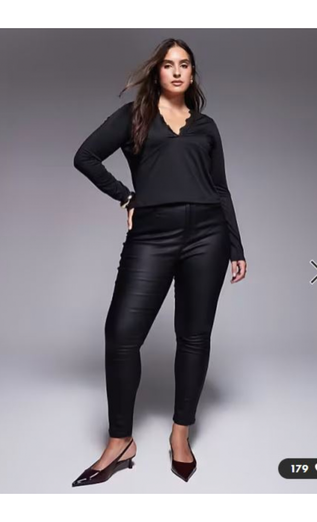 ASOS DESIGN Curve ultimate skinny jeans in coated black