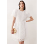 YAS 3D textured rose mini smock dress in gardenia white