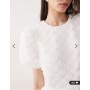 YAS 3D textured rose mini smock dress in gardenia white