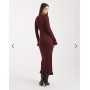 ASOS DESIGN ribbed maxi frill sleeve knitted dress in burgundy