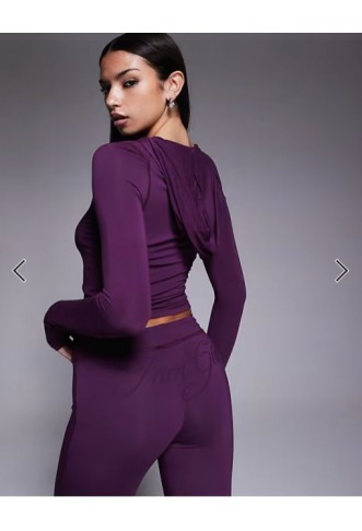 I.AM.GIA Blare logo contrast stitch zip through hoodie co-ord in plum