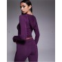 I.AM.GIA Blare logo contrast stitch zip through hoodie co-ord in plum