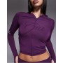 I.AM.GIA Blare logo contrast stitch zip through hoodie co-ord in plum