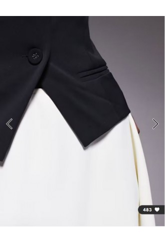 Rare London waistcoat detail contrast skirt mini dress in black and white