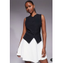 Rare London waistcoat detail contrast skirt mini dress in black and white