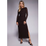 Forever New Petite ruched long sleeve mesh maxi dress in brown