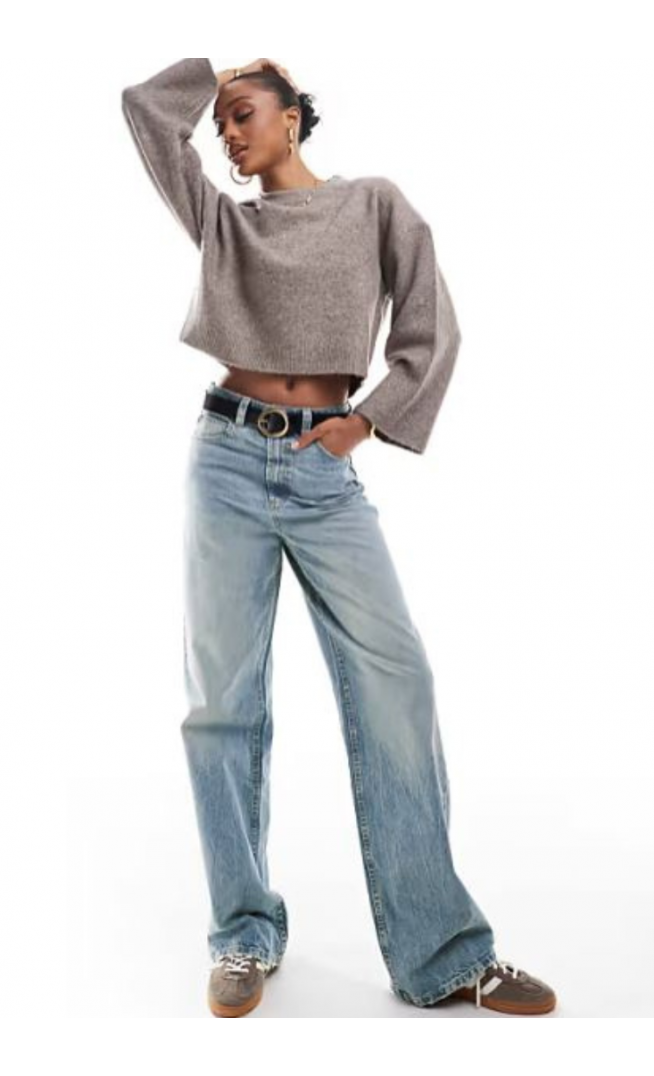 ASOS DESIGN Tall wide leg dad jeans in pale vintage